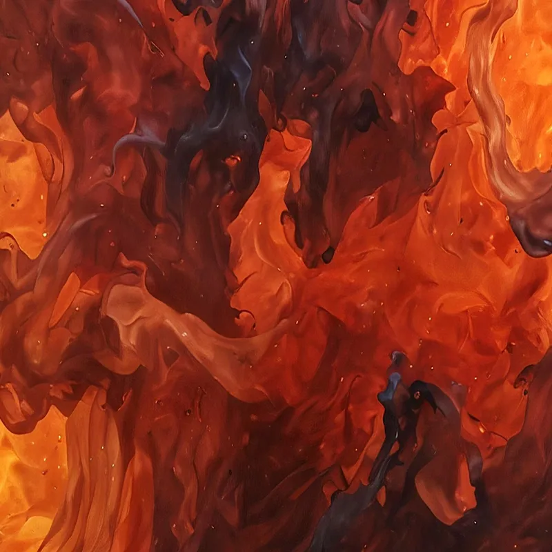 Quadro Astratto Con Fiamme Rosse E Arancioni