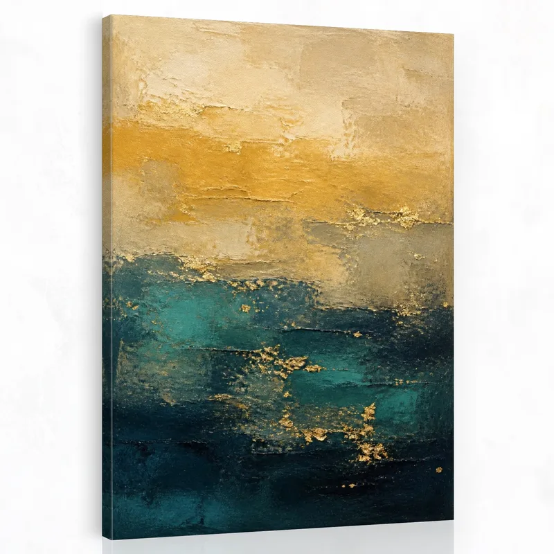 Texture Astratta Oro e Verde Teal quadro moderno su tela