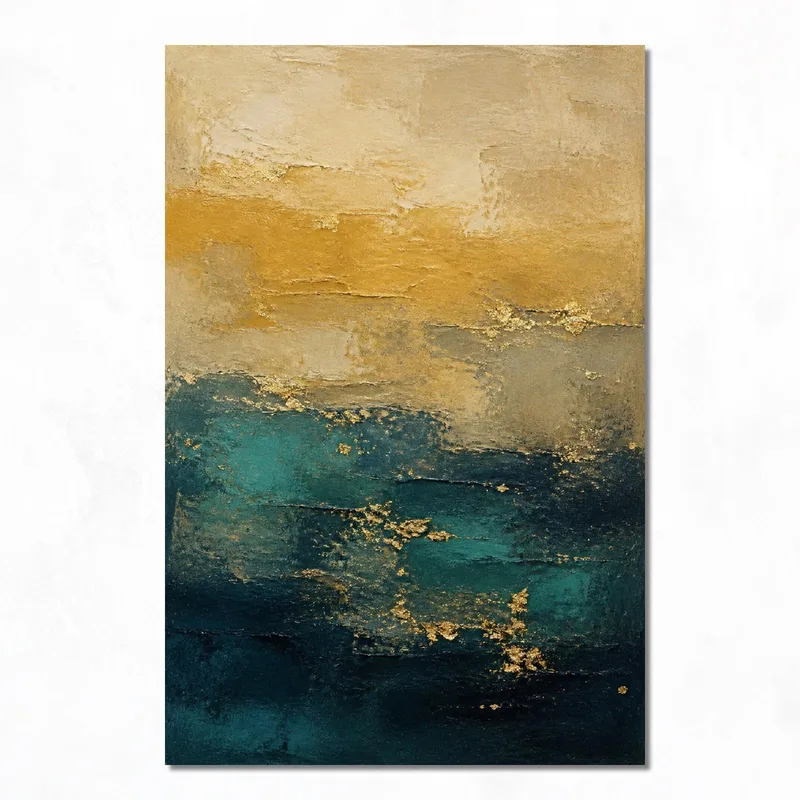 Texture Astratta Oro e Verde Teal quadro moderno su tela
