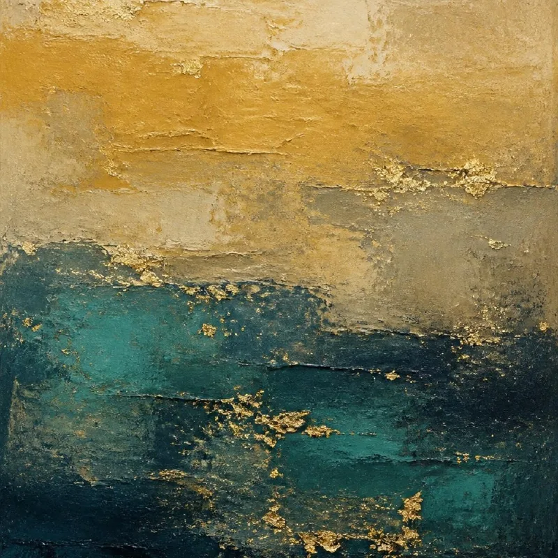 Texture Astratta Oro e Verde Teal quadro moderno su tela