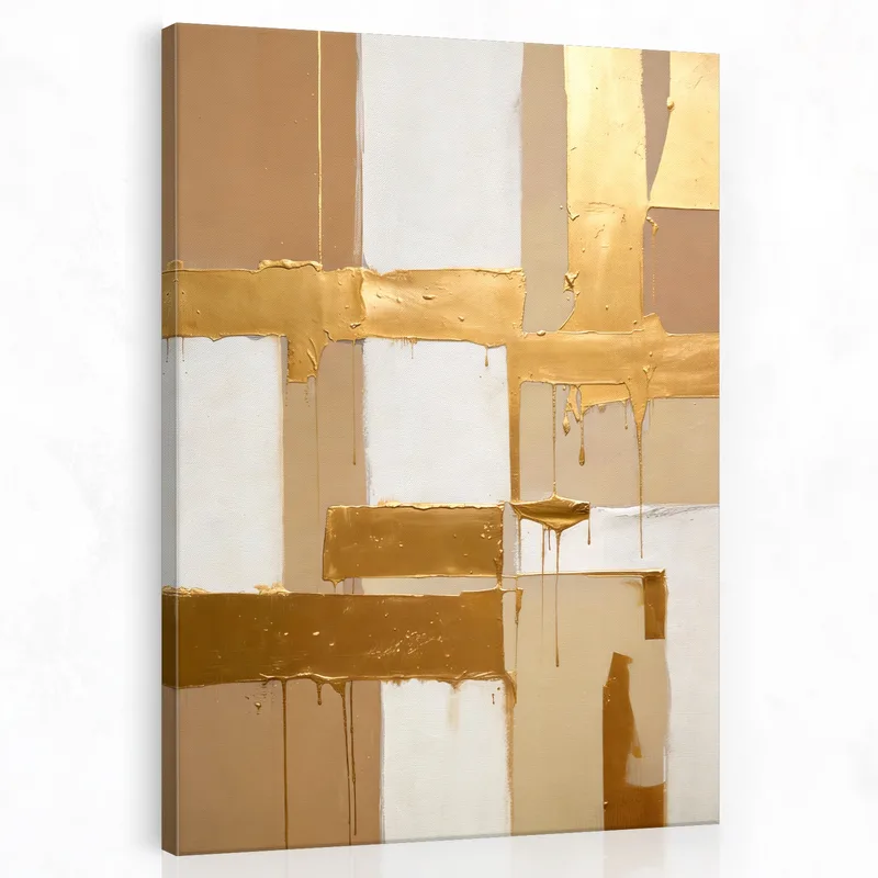 Quadro moderno strati astratti oro e crema