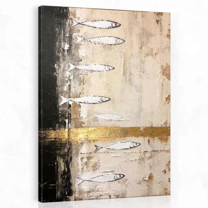 Armonía abstracta de peces dorados cuadro moderno