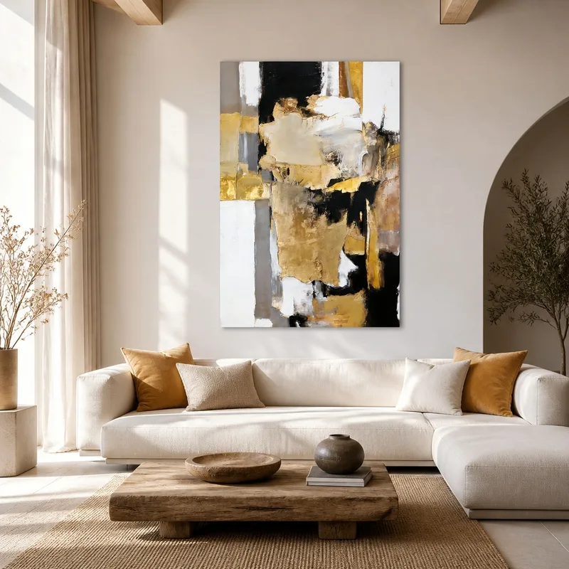 Impression sur toile texture abstraite noir et or