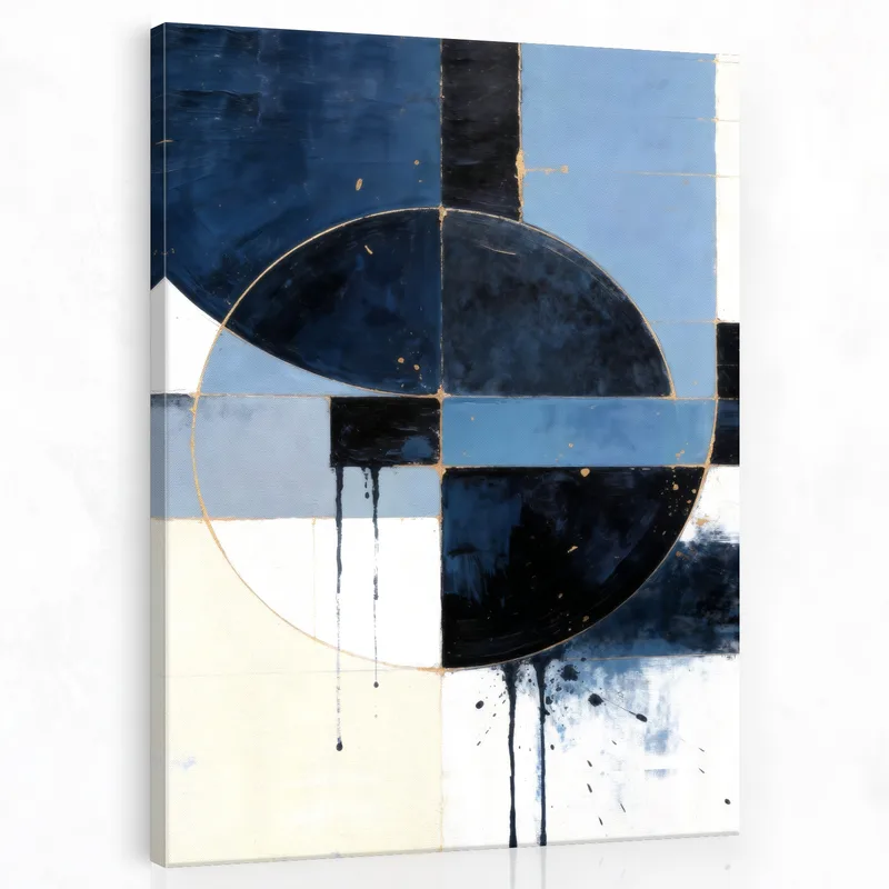 Geometrisches Marineblau Abstrakt modernes wandbild