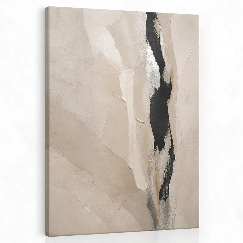 Quadro moderno texture astratta nera e crema