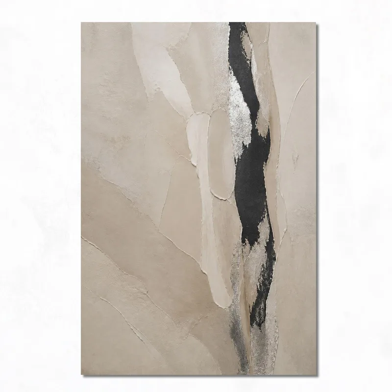Quadro moderno texture astratta nera e crema
