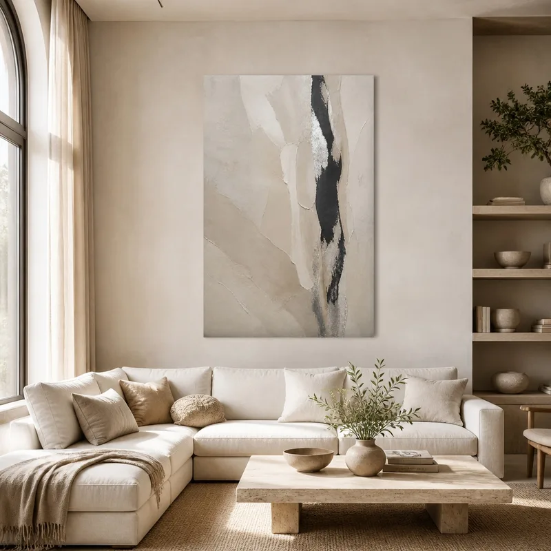 Quadro moderno texture astratta nera e crema