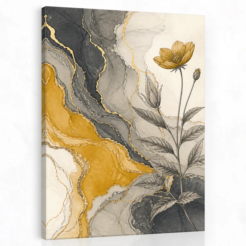 Flusso Botanico Dorato stampa su tela