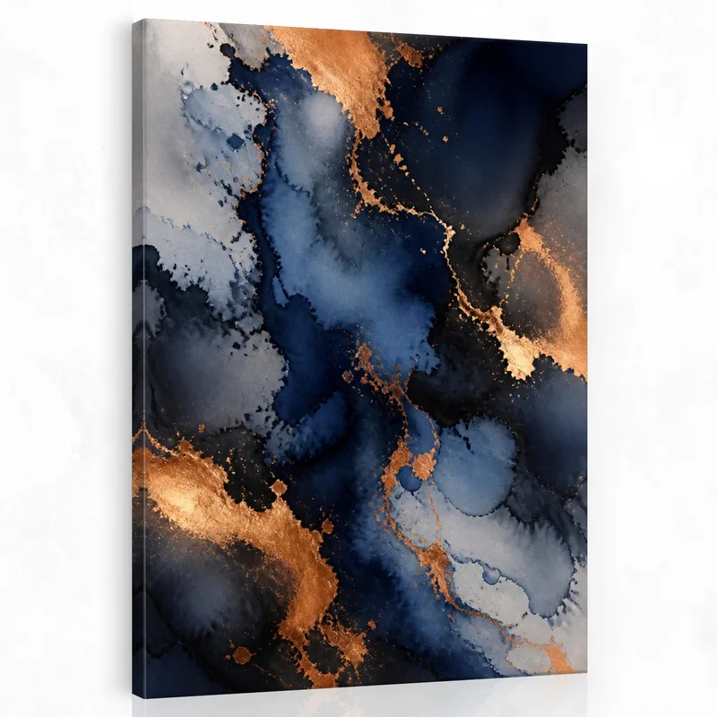 Mitternachtsblau und Gold Abstrakt modernes wandbild