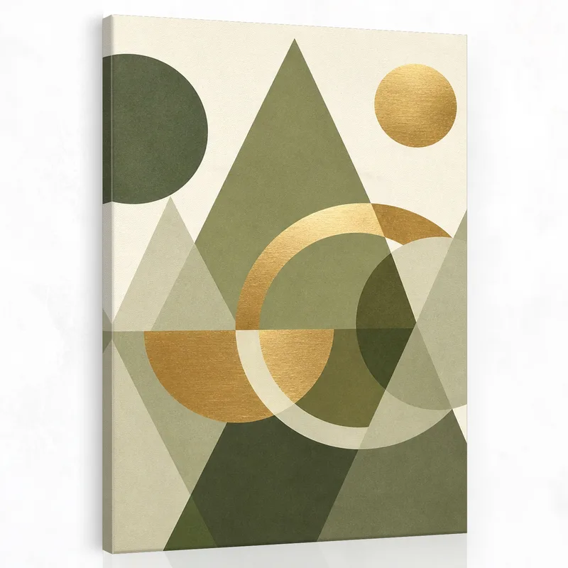 Cerchi Geometrici Oro Verde stampa su tela