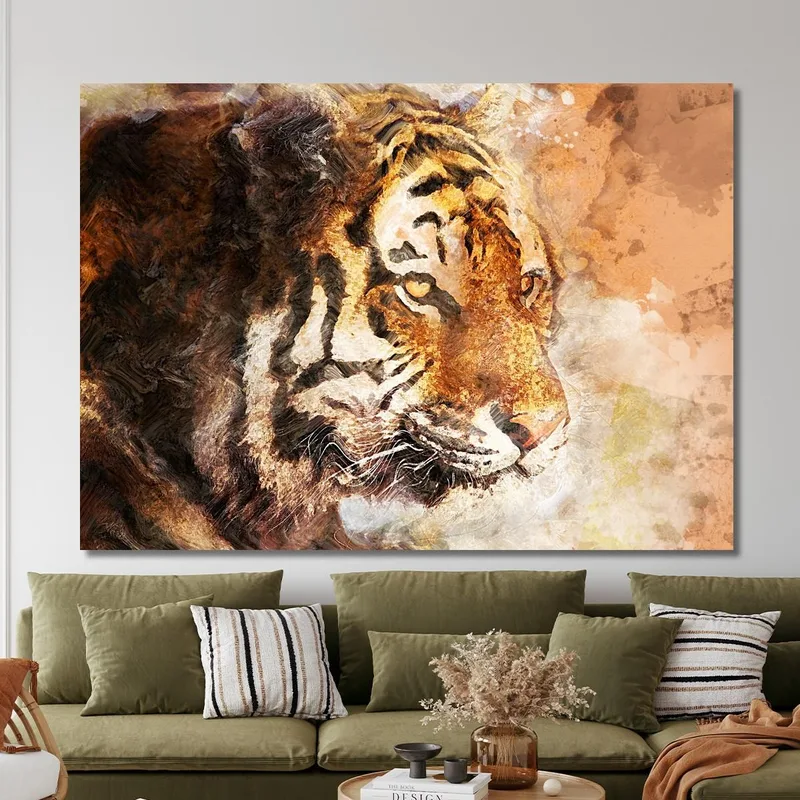 Tiger Malerei Majestätische Kraft Der Wilden Natur
