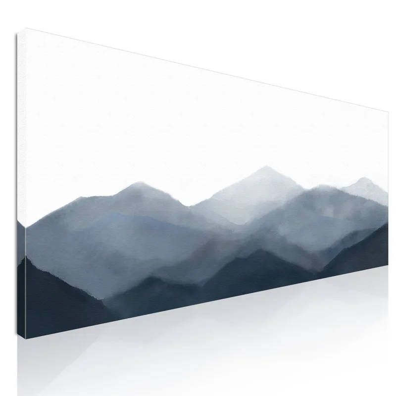 Quadro Paesaggio Astratto Catena Montuosa Nebbiosa Arte Paesaggio Sereno Blu E Grigio quadro stampa su tela