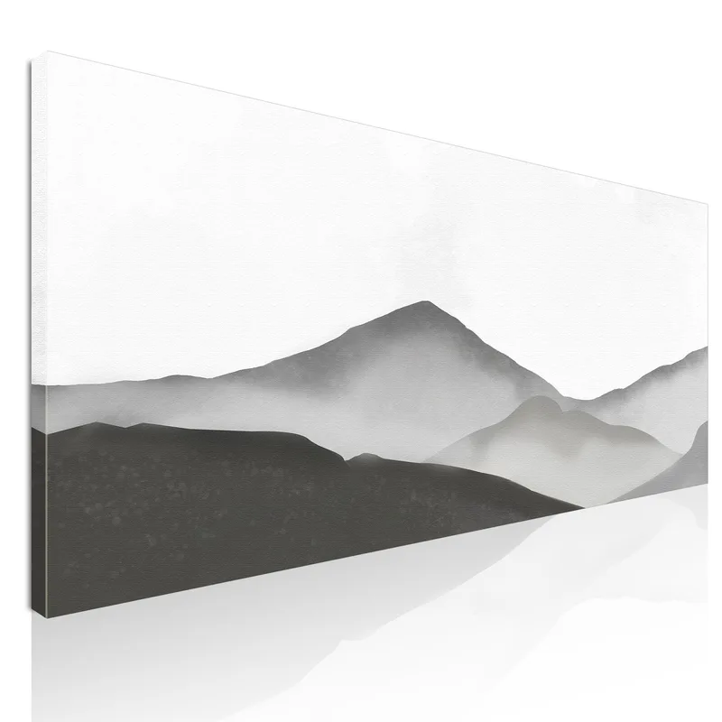 Quadro Paesaggio Astratto Paesaggio Montuoso Nebbioso Grigio E Bianco Minimalista quadro stampa su tela
