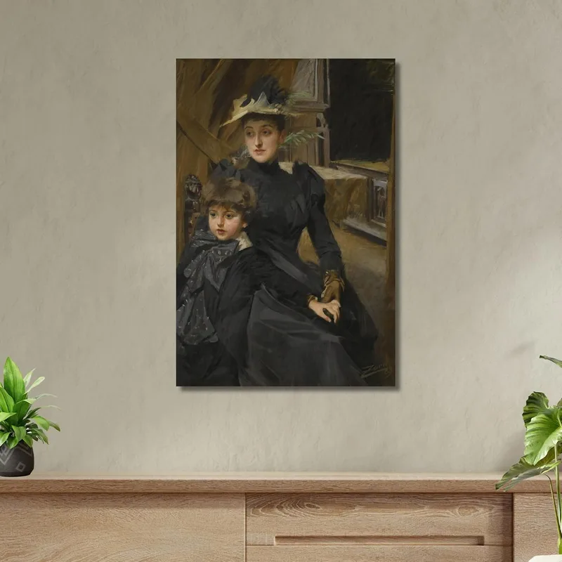 Fru Weguelin Med Son La Signora Weguelin E Suo Figlio Anders Zorn quadro stampa su tela