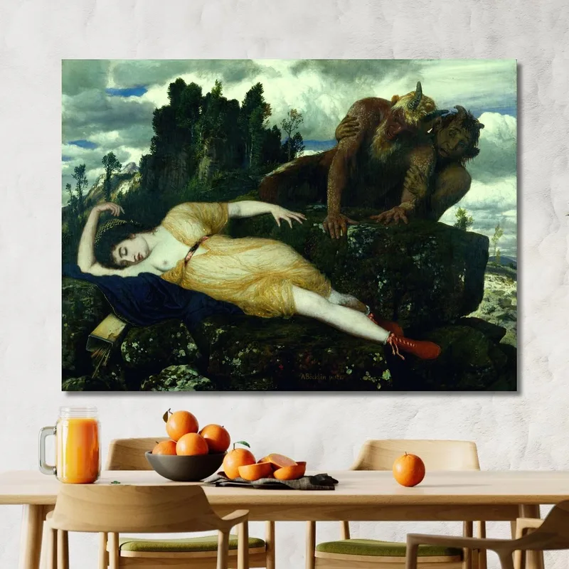 Sleeping Diana Watched By Two Fauns Arnold Böcklin
