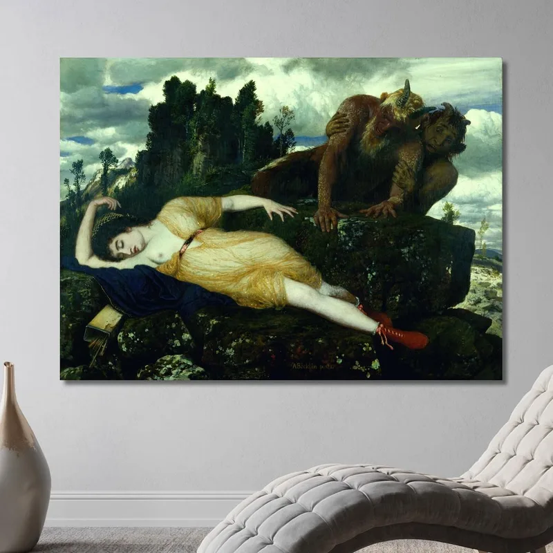 Sleeping Diana Watched By Two Fauns Arnold Böcklin