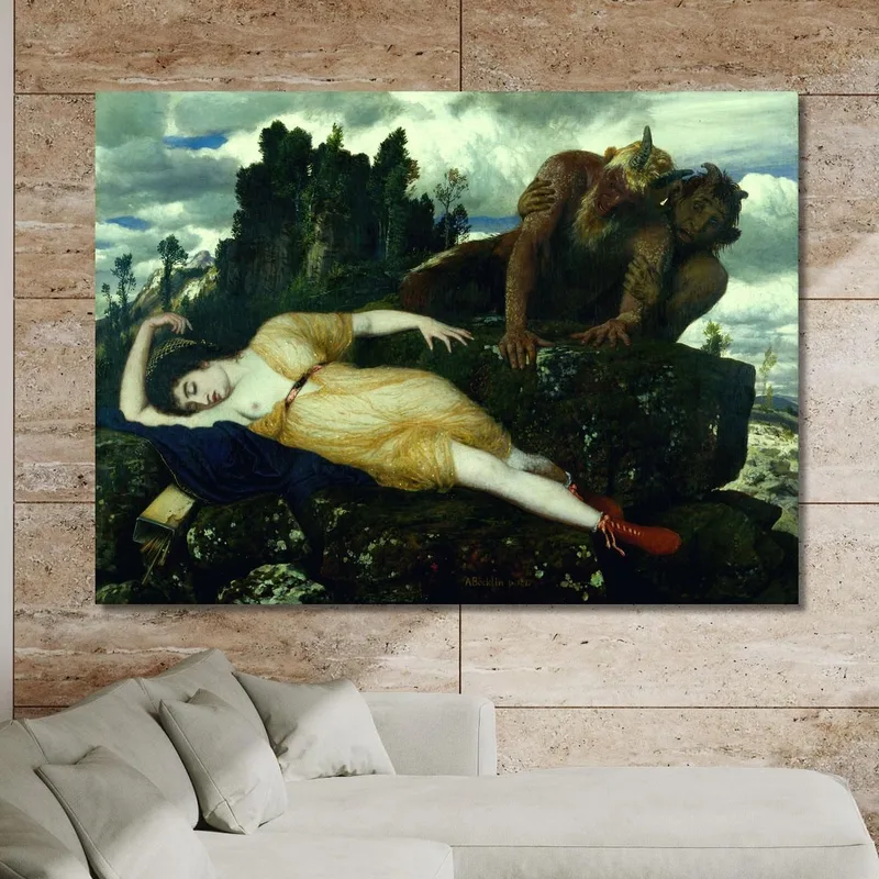 Sleeping Diana Watched By Two Fauns Arnold Böcklin