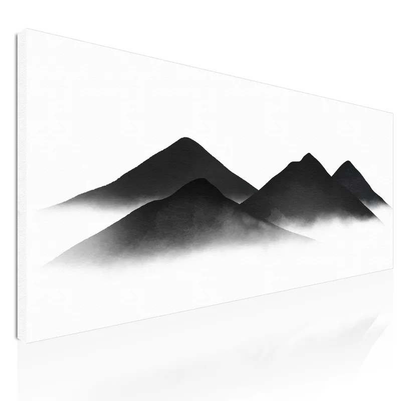 Quadro Paesaggio Astratto Paesaggio Montuoso Nero Con Nebbia E Colline quadro stampa su tela