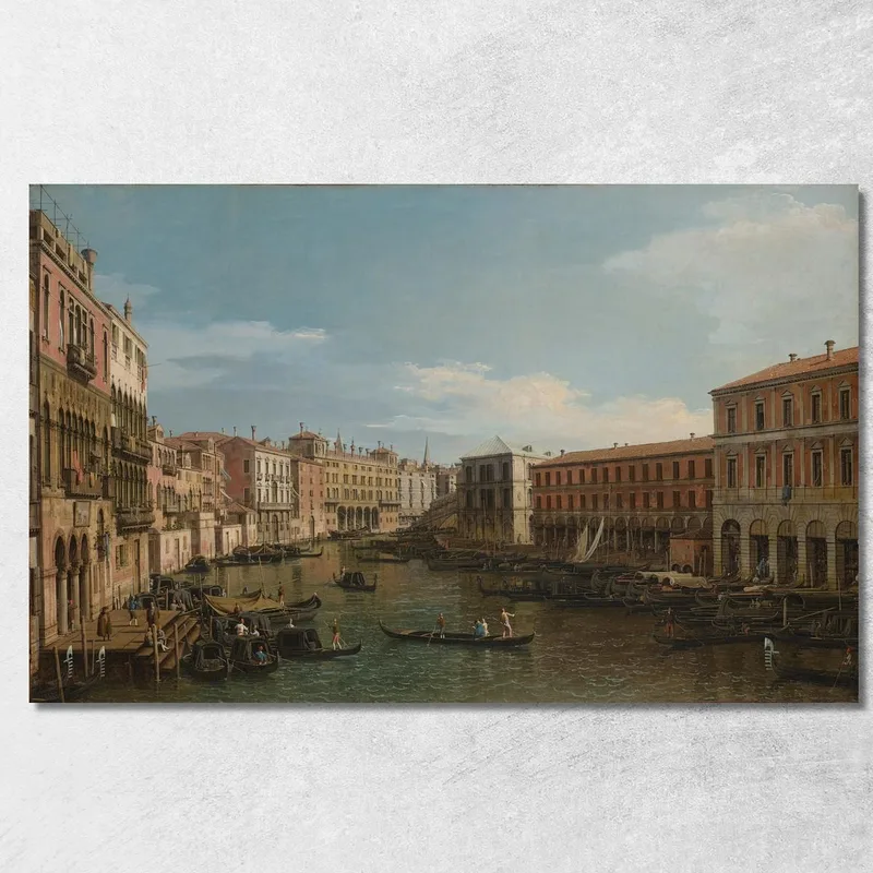Venedig: Blick Auf Den Canale Grande Von Der Ca’ Da Mosto Nach Süden In Richtung Rialtobrücke Canaletto