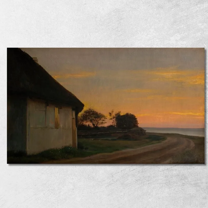 Paesaggio Serale Con Una Casa E Un Giardino In Riva Al Mare. Ellekilde Carl Bloch quadro stampa su tela