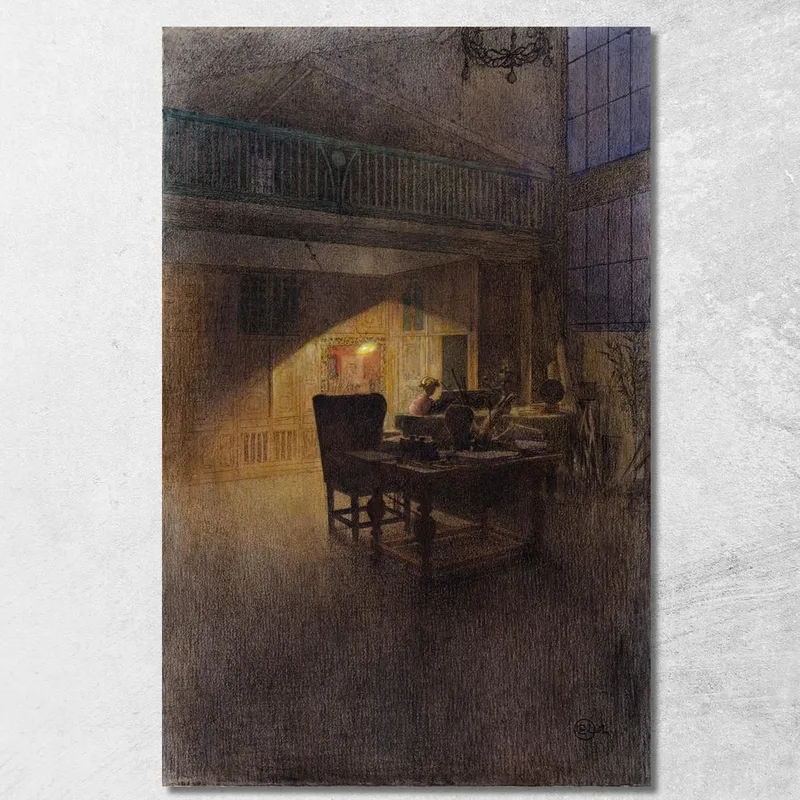 Al Pianoforte Carl Larsson quadro stampa su tela