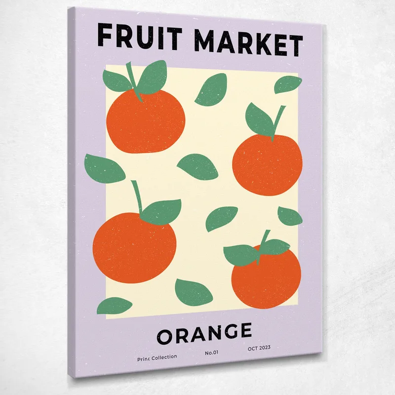 Quadro Boho Chic Minimal Decorazione Con Arance Del Mercato Della Frutta quadro stampa su tela