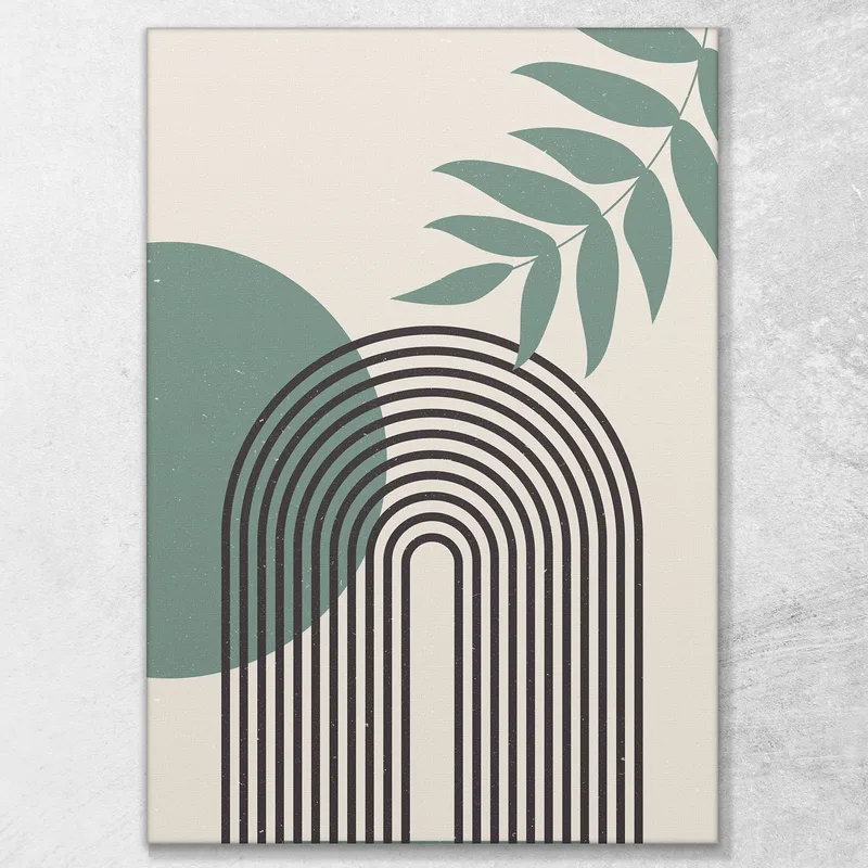 Boho Chic Minimal Green Minimalism Framework Mit Blättern Und Kreisen