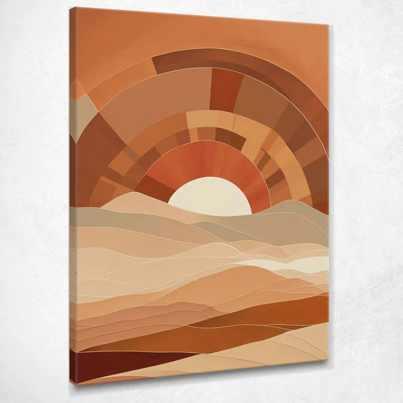 Quadro Boho Chic Minimal Paesaggio Astratto Sorgere Del Sole Sulle Colline quadro stampa su tela