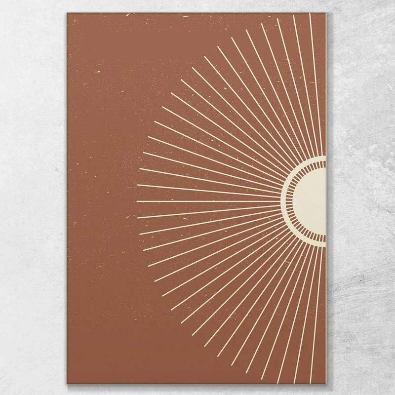 Boho Chic Minimal Framework Sunbeams On Brown Background