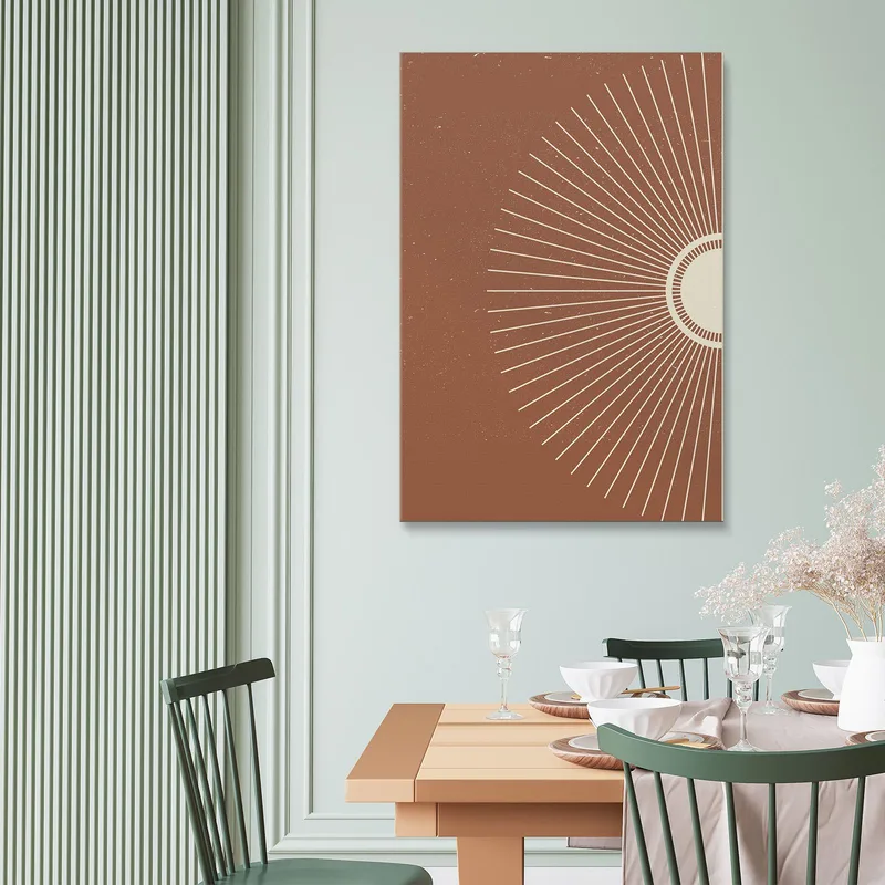 Boho Chic Minimal Framework Sunbeams On Brown Background