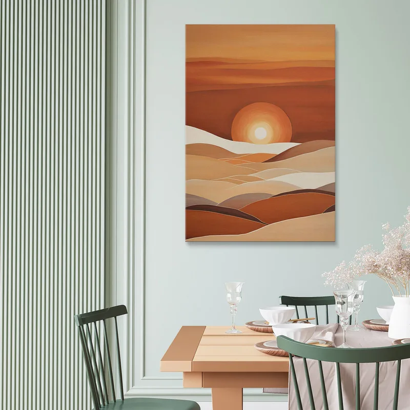 Quadro Boho Chic Minimal Sorgere Del Sole Su Colline Ondulate