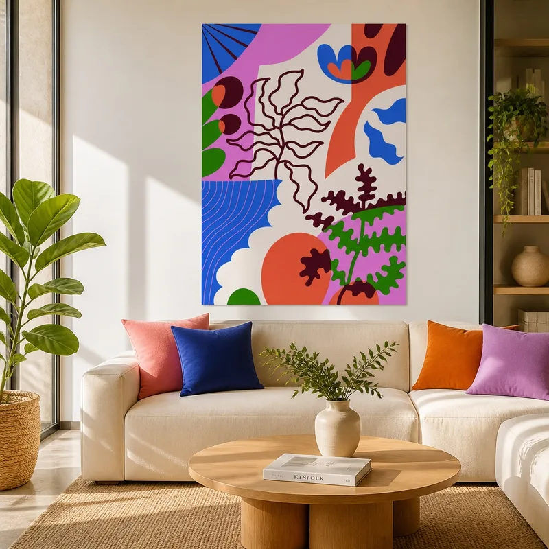 Abstrakte Botanische Formen drucken auf leinwand
