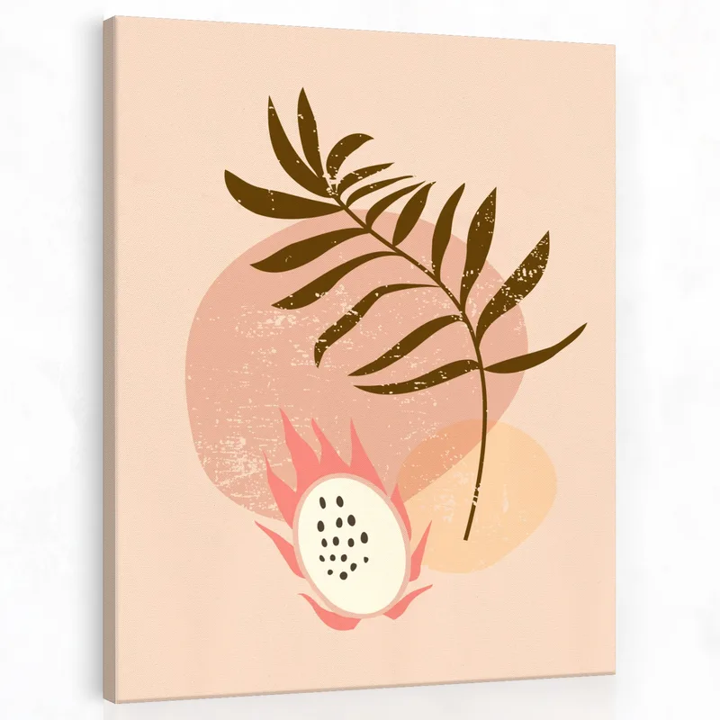 Leinwanddruck tropische palm- und drachenfrucht-illustration