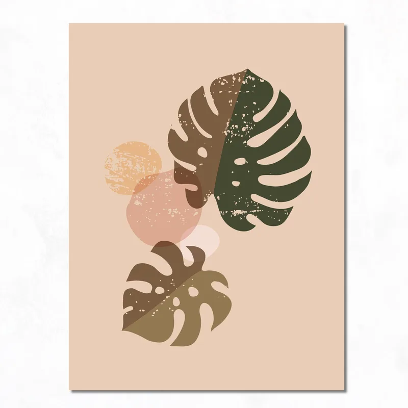 Hojas de monstera abstractas cuadro moderno