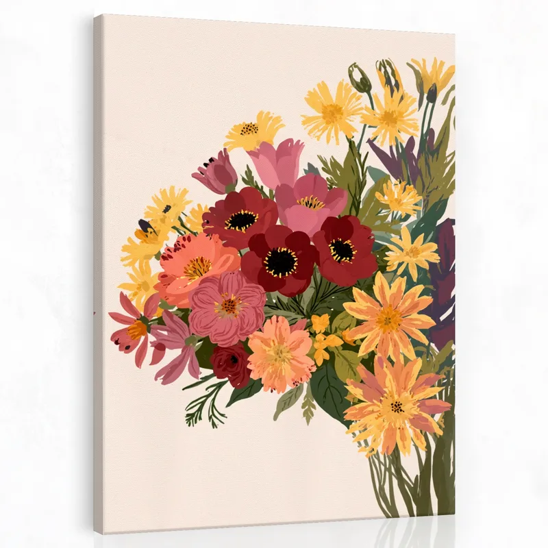 Lebendiger Blumenstrauß drucken auf leinwand