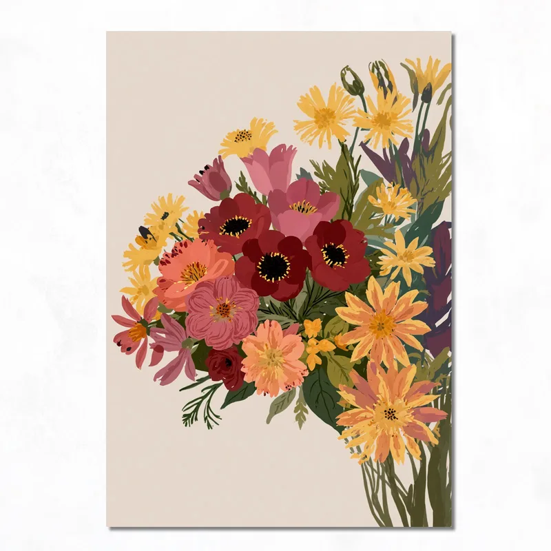 Lebendiger Blumenstrauß drucken auf leinwand