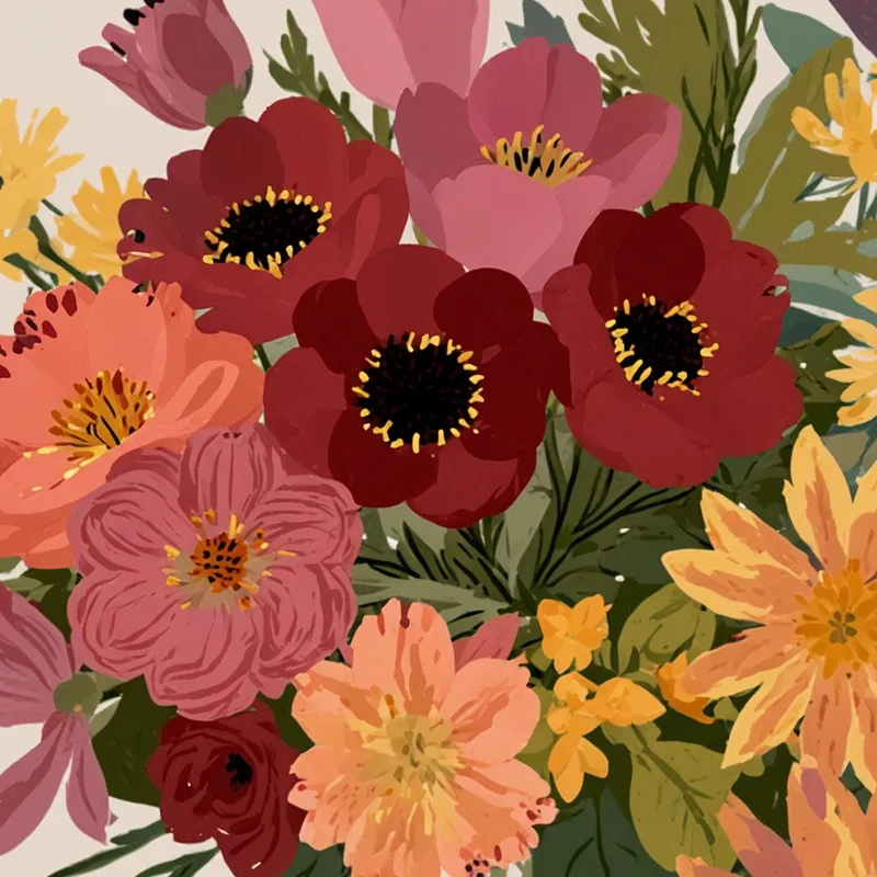Lebendiger Blumenstrauß drucken auf leinwand