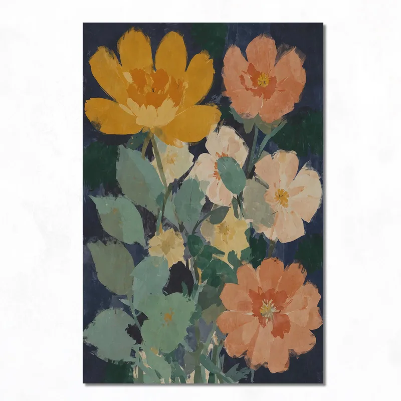 Ramo floral vibrante cuadro moderno