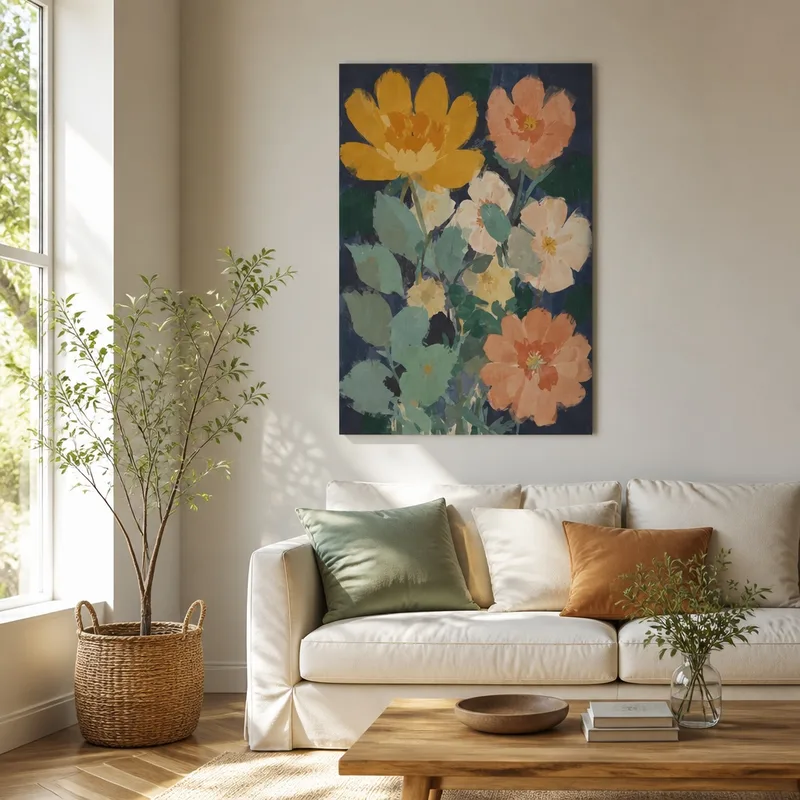 Ramo floral vibrante cuadro moderno