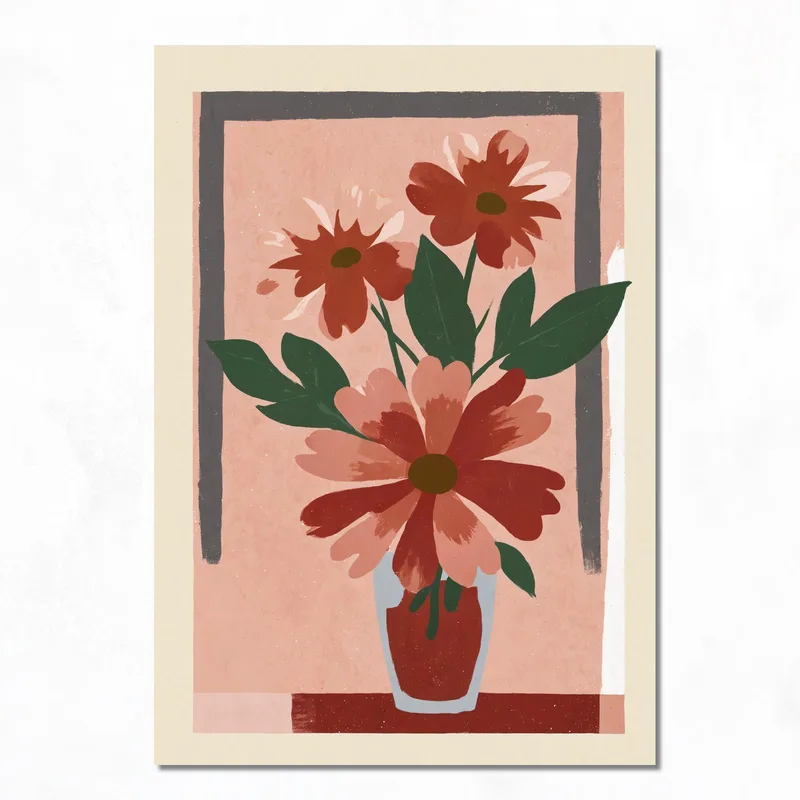 Lienzo artistico jarrón floral botánico