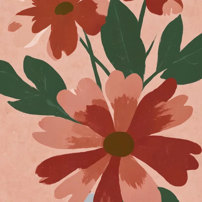 Lienzo artistico jarrón floral botánico