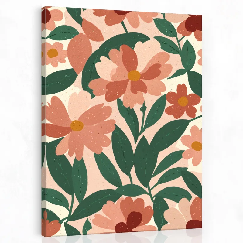 Lienzo artistico armonía floral en tonos cálidos