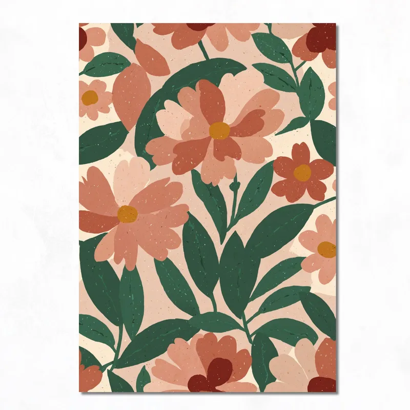 Lienzo artistico armonía floral en tonos cálidos