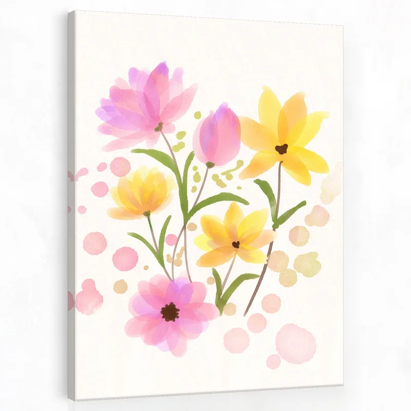 Bouquet Floral Aquarelle Printanier tableau sur toile