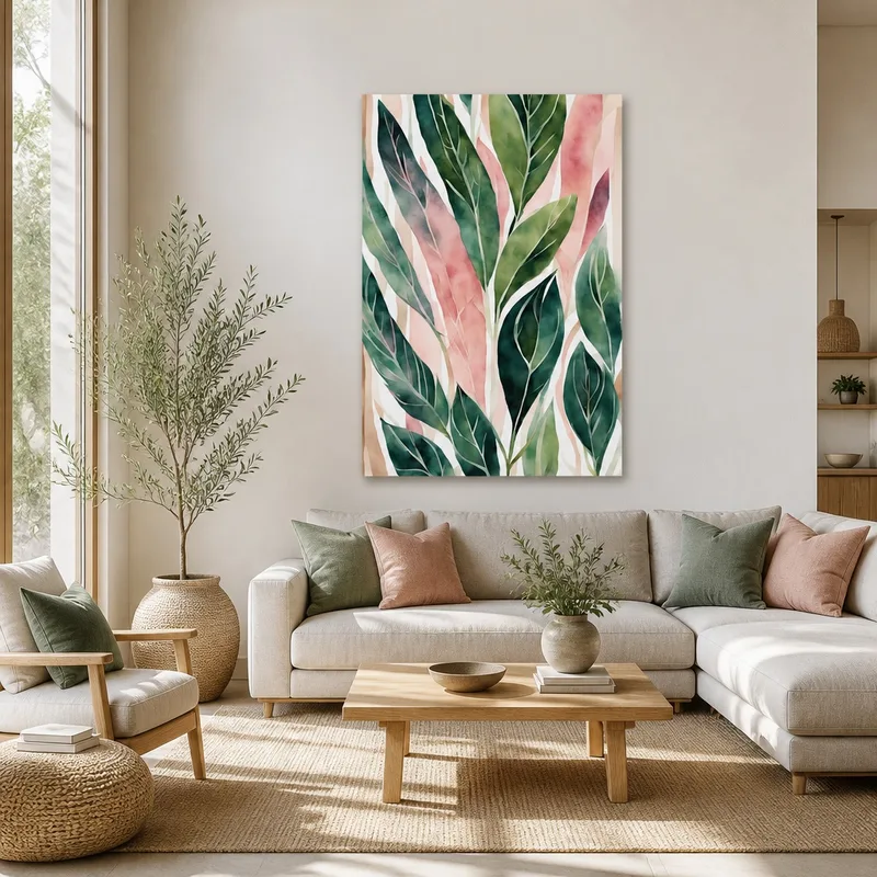 Leinwanddruck tropische grüne aquarellkunst