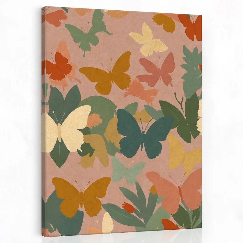 Collage de Papillons Coloré tableau sur toile
