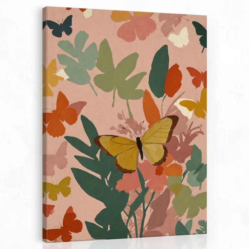 Impression sur toile jardin de papillons colorés