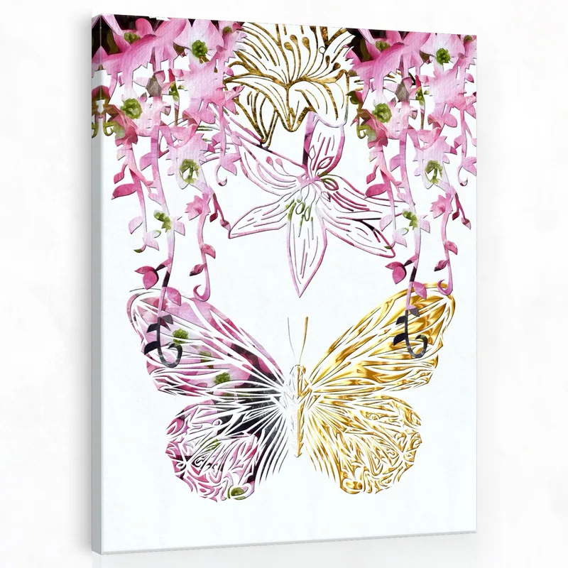 Impression sur toile élégance florale de papillon