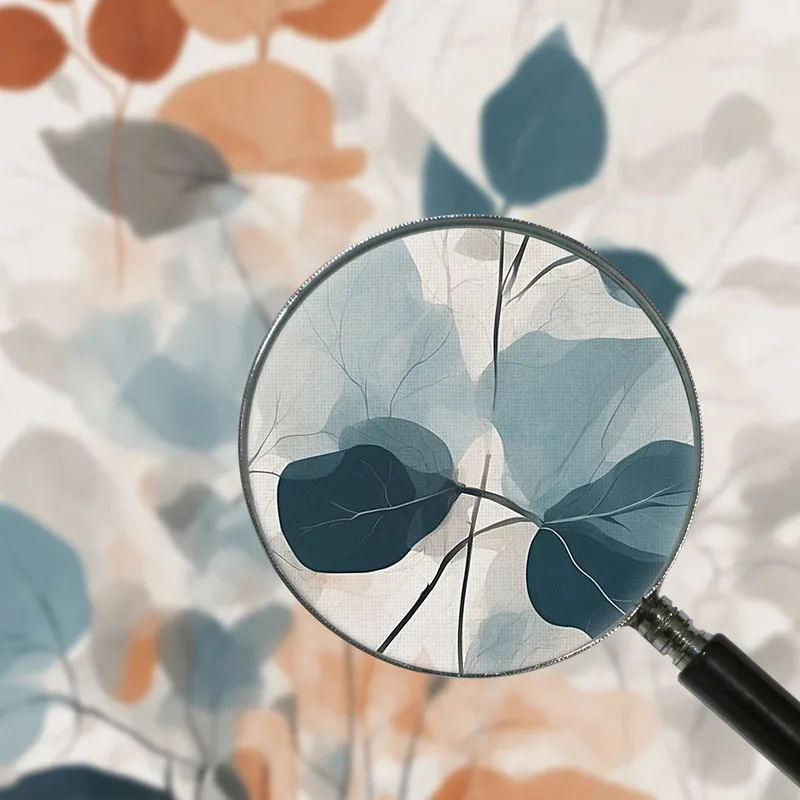 Quadro Botanico Moderno Foglie Sfumate In Blu Arancio E Grigio