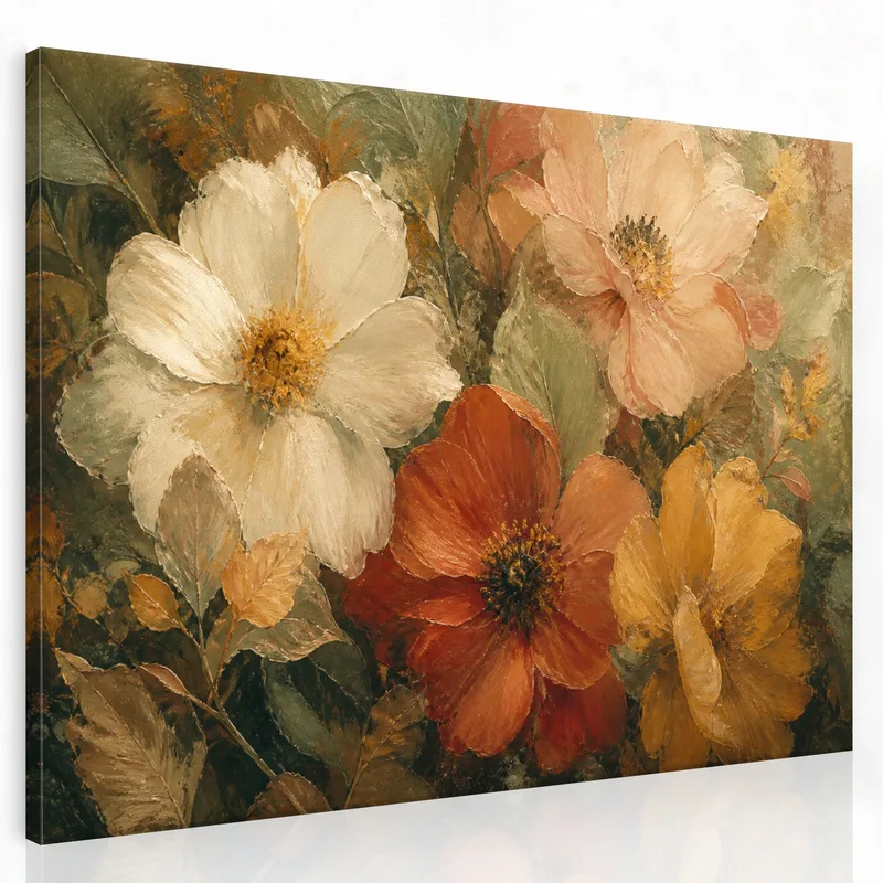 Canvas wall art vintage floral bouquet
